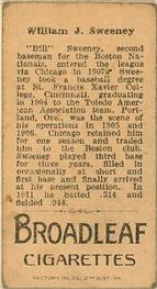 1912 American Tobacco Company Brown Background (T207) #NNO Bill Sweeney Back