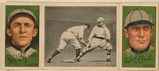 1912 Hassan Triple Folders T202 #NNO Collins Easily Safe (Bobby Byrne / Fred Clarke) Front