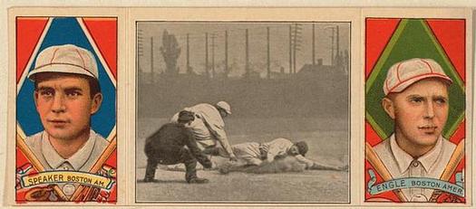 1912 Hassan Triple Folders T202 #NNO Engle in a Close Play (Tris Speaker / Hack Engle) Front