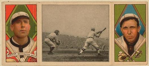 1912 Hassan Triple Folders T202 #NNO Hartsel Strikes Out (Dolly Gray / Bob Groom) Front