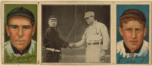 1912 Hassan Triple Folders T202 #NNO Just Before the Battle (Red Murray / Fred Snodgrass) Front