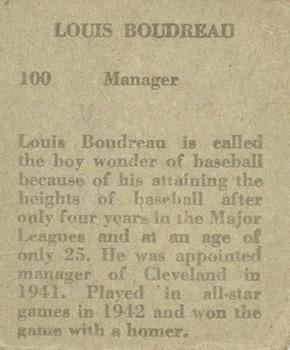 1949 M.P. & Co. (R302-2) #100 Lou Boudreau Back