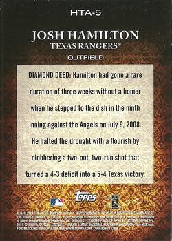 2011 Topps Diamond Anniversary HTA #HTA-5 Josh Hamilton Back
