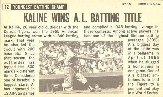 1964 Topps Giants #12 Al Kaline Back