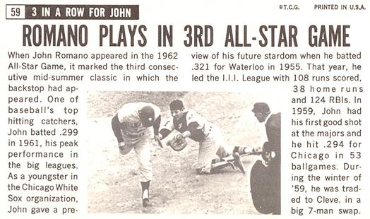 1964 Topps Giants #59 John Romano Back