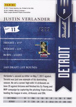 2011 Playoff Contenders #11 Justin Verlander Back