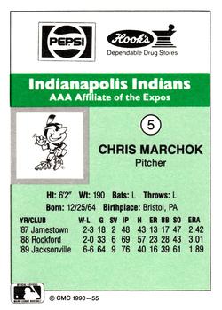 1990 CMC Indianapolis Indians #5 Chris Marchok Back