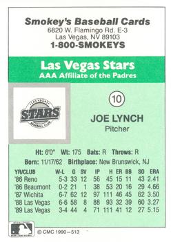 1990 CMC Las Vegas Stars #10 Joe Lynch Back