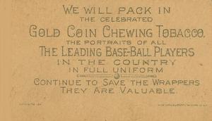 1887 Buchner Gold Coin (N284) #NNO Chief Roseman Back