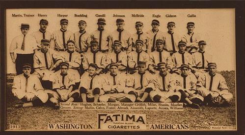 1913 Fatima Teams (T200) #NNO Washington Senators Front