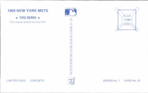 1989 Historic Limited Editions 1969 New York Mets Postcards #35 Yogi Berra Back