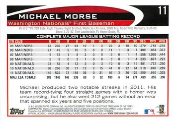 2012 Topps Opening Day #11 Mike Morse Back