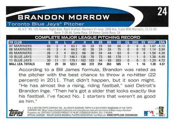 2012 Topps Opening Day #24 Brandon Morrow Back