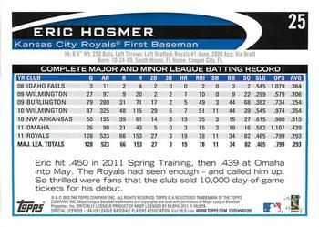 2012 Topps Opening Day #25 Eric Hosmer Back