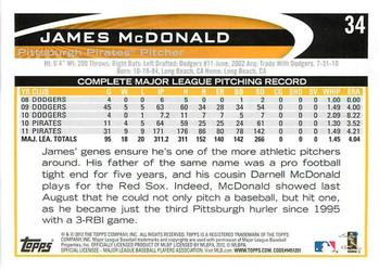 2012 Topps Opening Day #34 James McDonald Back