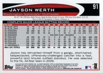 2012 Topps Opening Day #91 Jayson Werth Back