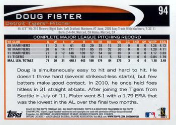 2012 Topps Opening Day #94 Doug Fister Back
