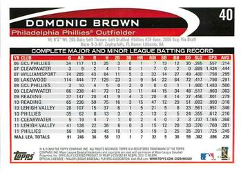 2012 Topps Opening Day #40 Domonic Brown Back