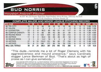 2012 Topps Opening Day #6 Bud Norris Back