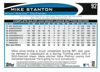 2012 Topps Opening Day #92 Mike Stanton Back