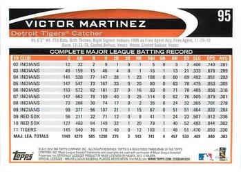 2012 Topps Opening Day #95 Victor Martinez Back