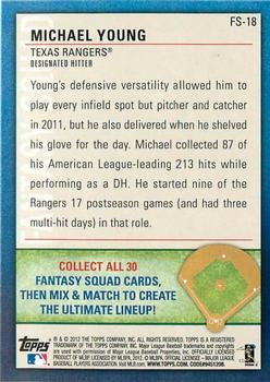 2012 Topps Opening Day - Fantasy Squad #FS-18 Michael Young Back