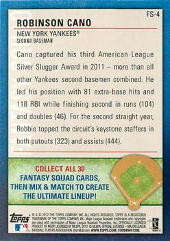 2012 Topps Opening Day - Fantasy Squad #FS-4 Robinson Cano Back