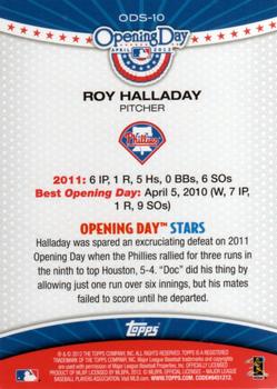 2012 Topps Opening Day - Opening Day Stars #ODS-10 Roy Halladay Back
