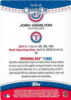 2012 Topps Opening Day - Opening Day Stars #ODS-19 Josh Hamilton Back
