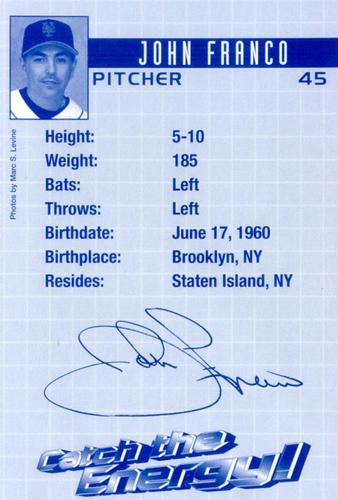 2004 New York Mets Marc S. Levine Photocards #NNO John Franco Back