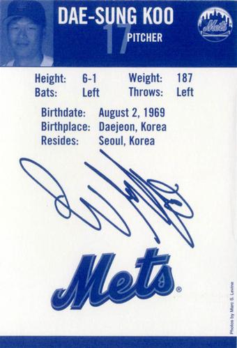 2005 New York Mets Marc S. Levine Photocards #NNO Dae-Sung Koo Back