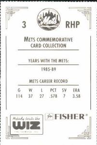 1991 The Wiz New York Mets #3 Rick Aguilera Back