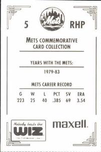 1991 The Wiz New York Mets #5 Neil Allen Back