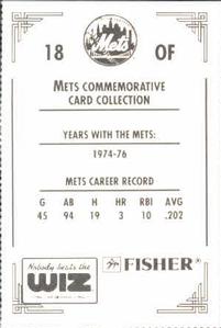 1991 The Wiz New York Mets #18 Benny Ayala Back