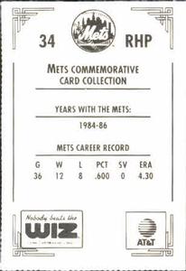 1991 The Wiz New York Mets #34 Bruce Berenyi Back