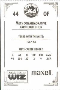 1991 The Wiz New York Mets #44 Don Bosch Back