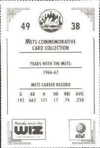 1991 The Wiz New York Mets #49 Ken Boyer Back