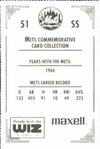 1991 The Wiz New York Mets #51 Eddie Bressoud Back