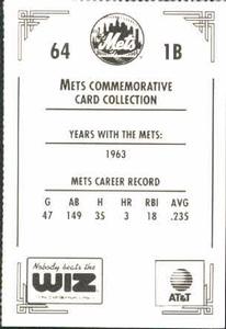 1991 The Wiz New York Mets #64 Duke Carmel Back