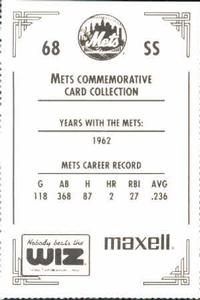 1991 The Wiz New York Mets #68 Elio Chacon Back