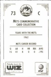 1991 The Wiz New York Mets #73 Harry Chiti Back
