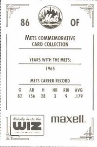 1991 The Wiz New York Mets #86 Billy Cowan Back