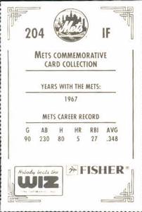 1991 The Wiz New York Mets #204 Bob W. Johnson Back