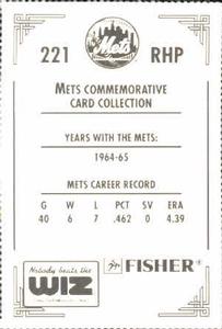 1991 The Wiz New York Mets #221 Gary Kroll Back