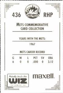 1991 The Wiz New York Mets #436 Billy Wynne Back