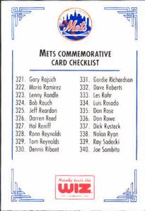1991 The Wiz New York Mets #448 Checklist 321-360 Front
