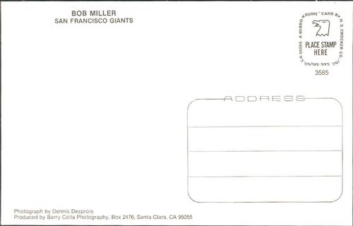 1985 Barry Colla Postcards #3585 Bob Miller Back