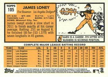 2012 Topps Heritage #105 James Loney Back