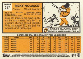 2012 Topps Heritage #387 Ricky Nolasco Back
