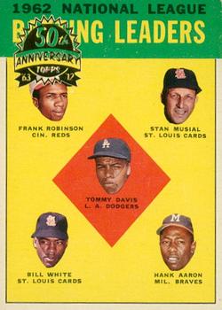 2012 Topps Heritage - 50th Anniversary Buybacks #1 1962 National League Batting Leaders (Tommy Davis / Frank Robinson / Stan Musial / Bill White / Hank Aaron) Front